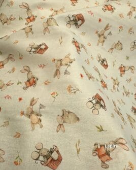 tissu percale de coton lapin