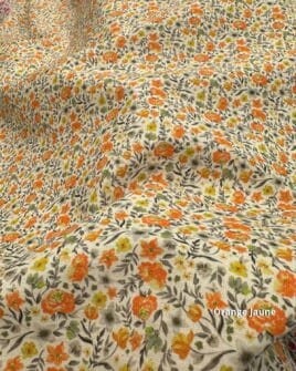 tissu percale de coton orange jaune