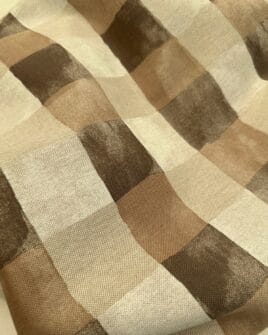 tissu polycoton 280cm carreau 5cm beige aspect lin