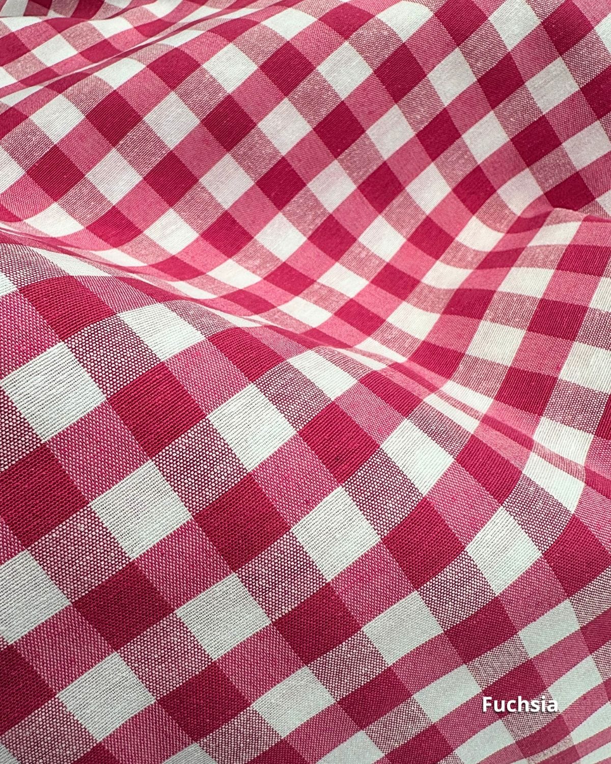tissu vichy d'ameublement polycoton fuchsia