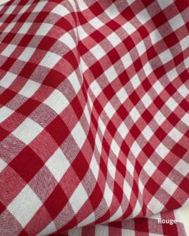tissu vichy d'ameublement polycoton rouge