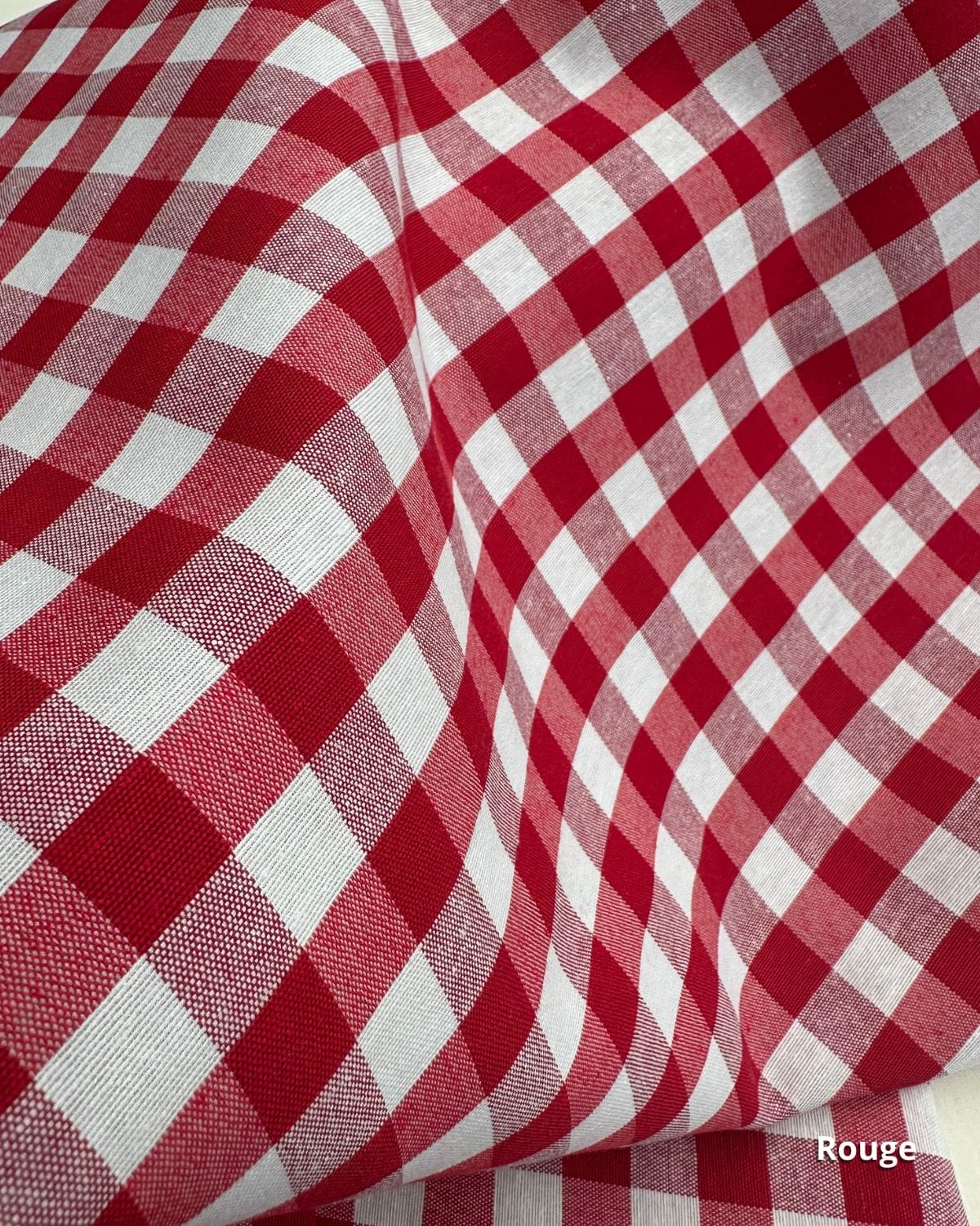 tissu vichy d'ameublement polycoton rouge