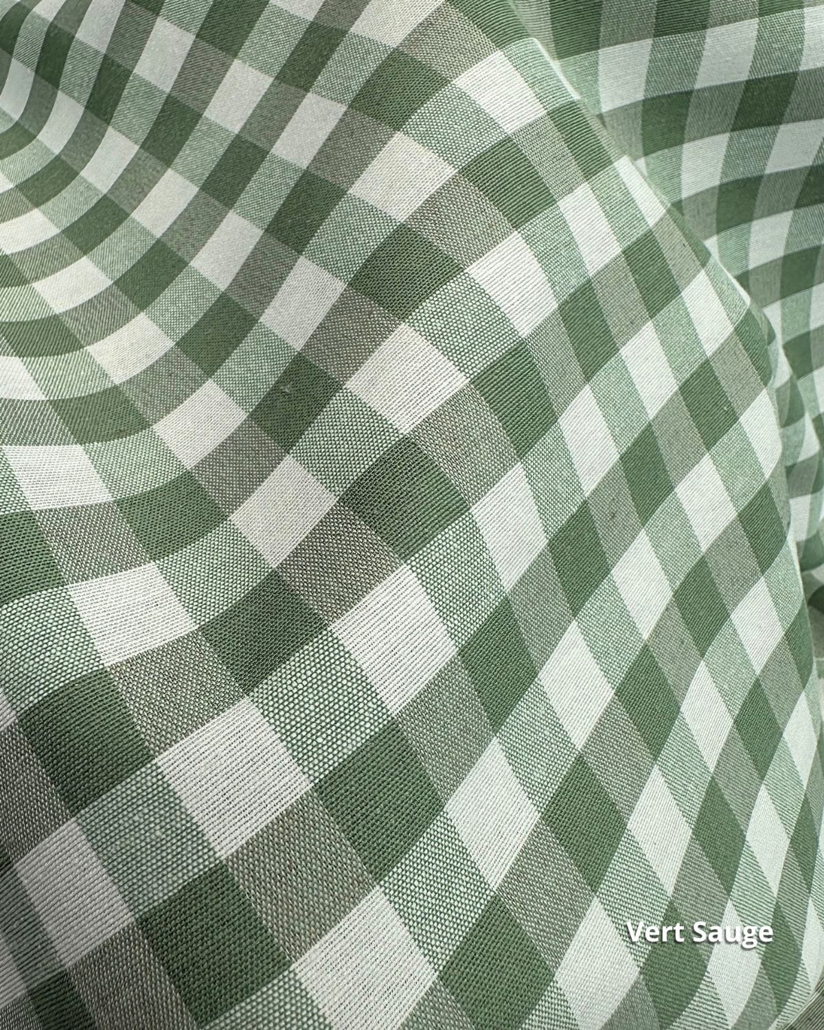 tissu vichy d'ameublement polycoton vert sauge