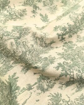 tissu coton enduit mini pastorale vert