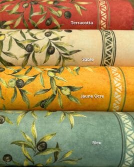 tissu coton enduit provençal olive double bordure (1)