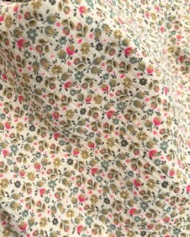 tissu double gaze fleuri camaïeu vert rose fluo
