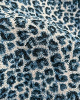 tissu jacquard panthère bleu 140cm