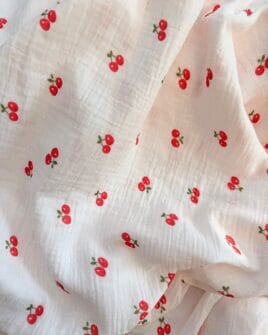 tissu double gaze cerise grande largeur 250cm