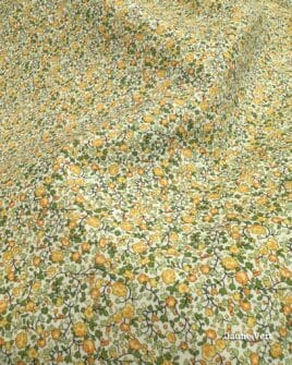 popeline de coton fil teint premium fleuri jaune vert