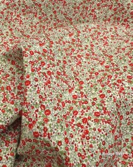 popeline de coton fil teint premium fleuri rouge vert