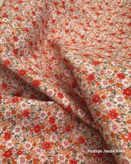 popeline de coton fil teint premium orange jaune rose