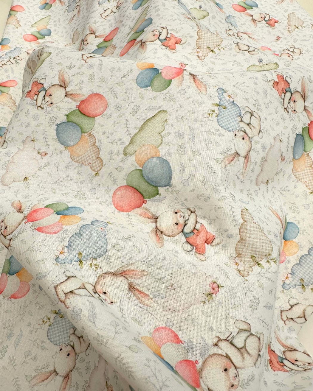tissu coton 3D bunny blanc