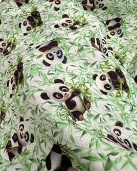 tissu coton 3D panda fond blanc