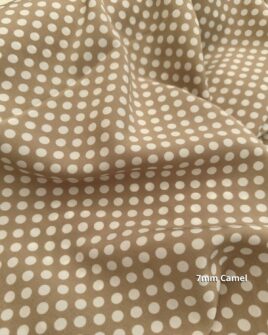 tissu crêpe polyester camel pois 25mm