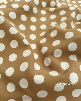 tissu crêpe polyester camel pois 25mm