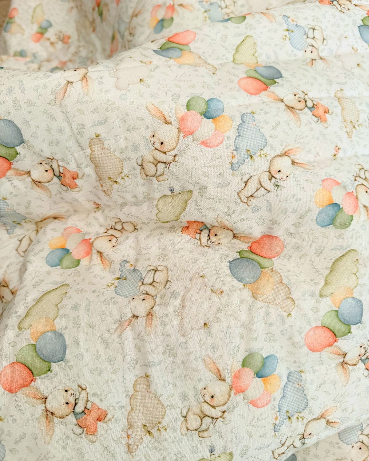 tissu matelassé bunny blanc impression digitale double face