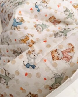 tissu matelassé cats blanc impression digitale double face
