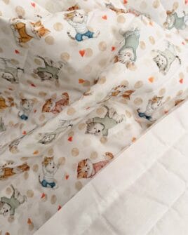 tissu matelassé cats blanc impression digitale double face