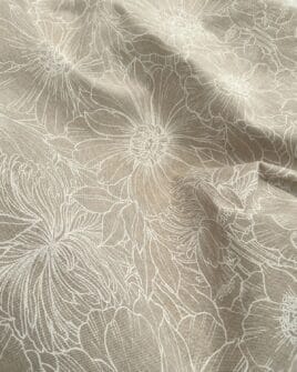tissu polycoton 280cm grosse fleur abstraite blanc