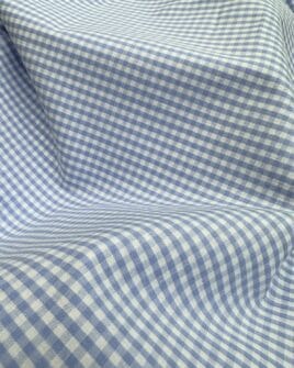 tissus popelines de coton vichy fil teint premium bleu ciel