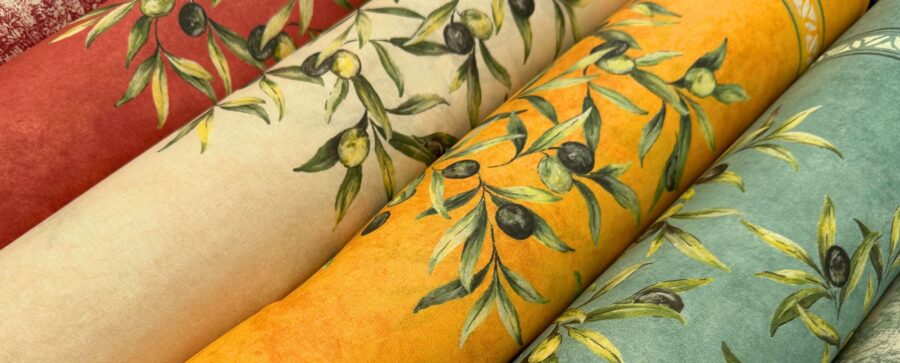 tissu coton enduit provençal olive double bordure