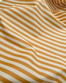 tissu coton enduit rayure 1cm jaune moutarde