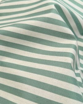 tissu coton enduit rayure 1cm vert sauge