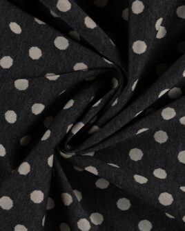 tissu jersey jacquard à pois anthracite