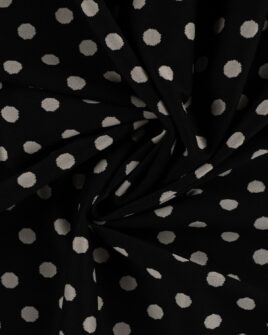 tissu jersey jacquard à pois noir