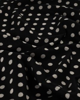 tissu jersey jacquard à pois noir