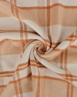 tissu laine à carreaux beige écru cognac
