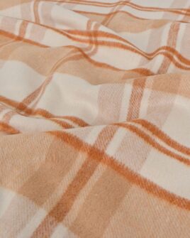 tissu laine à carreaux beige écru cognac