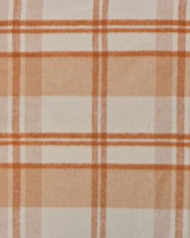 tissu laine à carreaux beige écru cognac
