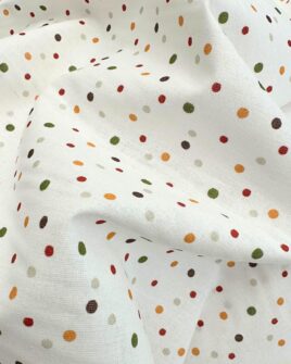 tissu popeline de coton pois terracotta rouille vert gris