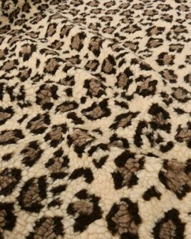 tissu teddy bouclette léopard beige clair