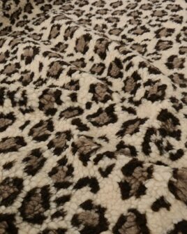 tissu teddy bouclette léopard beige clair