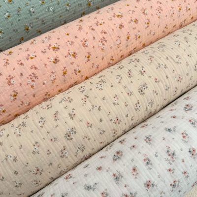 tissus doubles gaze fleuris 4 motifs